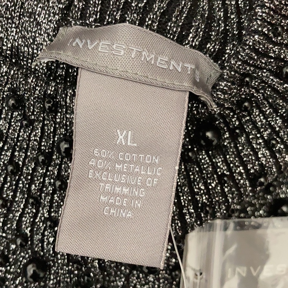 NWT Investments Black Beaded Metallic Sleeveless Blouse Size XL - Picture 13 of 14